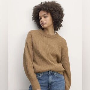 Everlane Cocoon Crew Alpaca Oversized Sweater in Light Brown